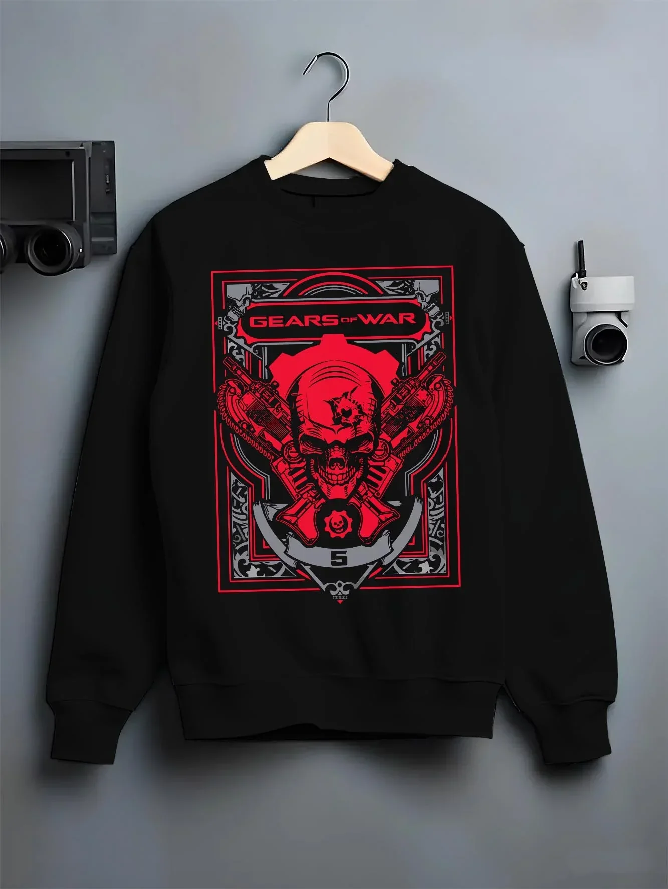 Gears of War Hoodie Marcus Crimson Omen Skull Jumper - Image 6