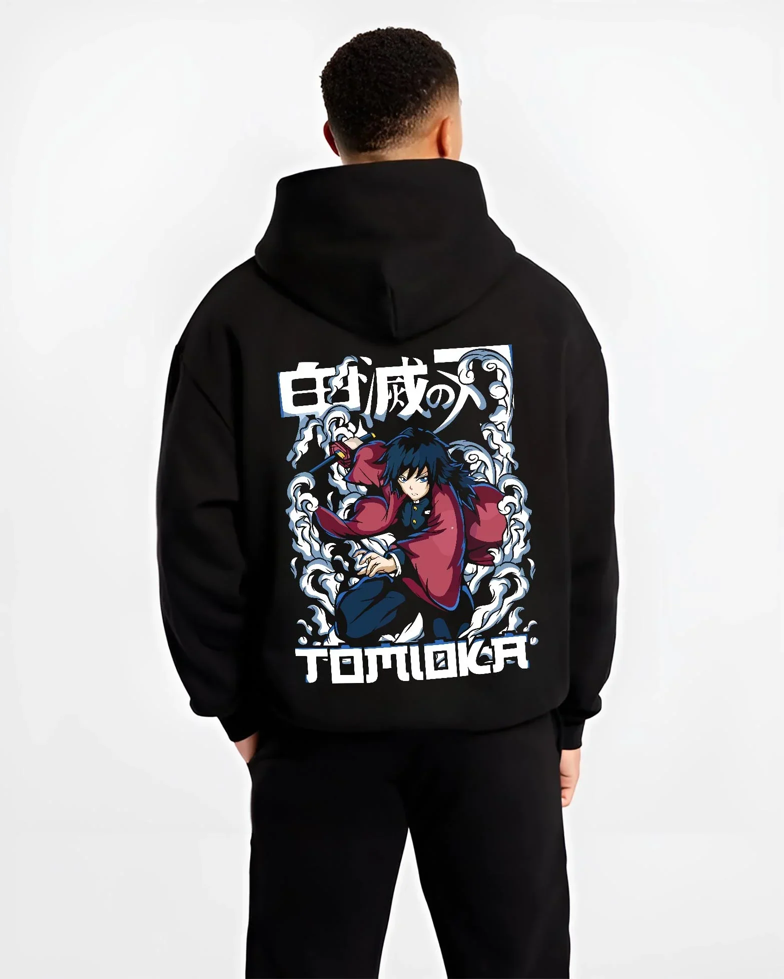 Giyu Tomioka Demon Slayer Hoodie Dynamic Pose - Image 2