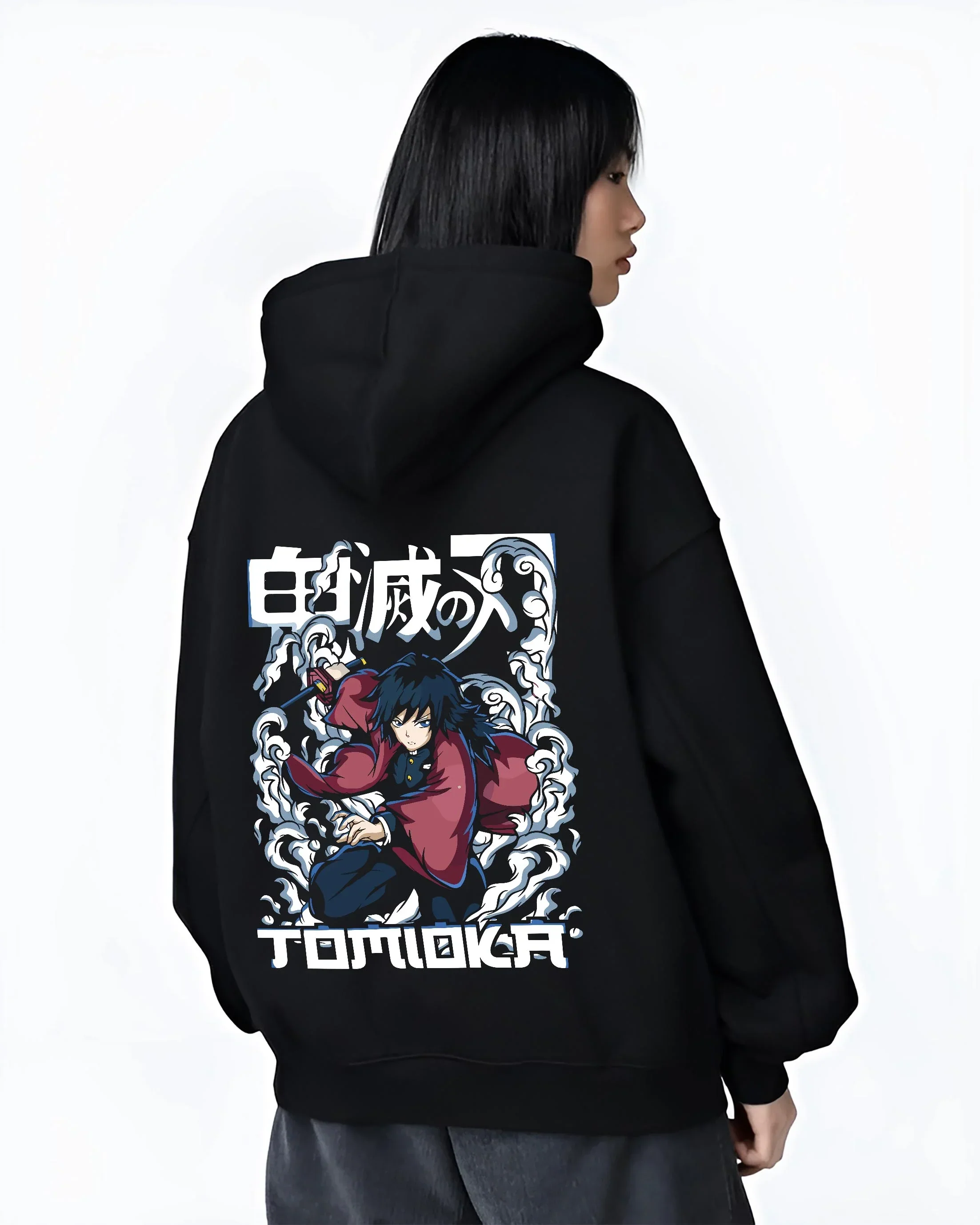 Giyu Tomioka Demon Slayer Hoodie Dynamic Pose - Image 3