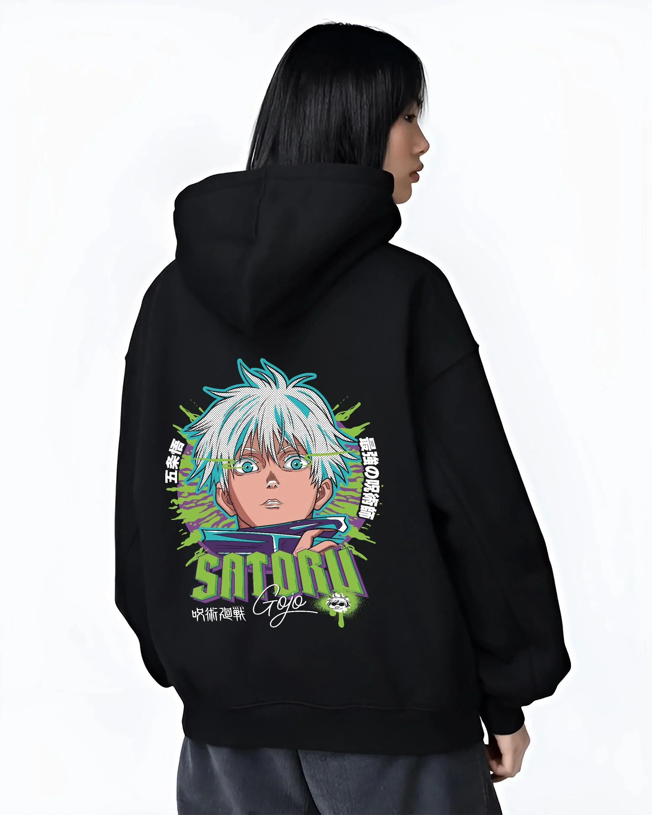 Gojo Jujutsu Kaisen Hoodie Infinity Green Aura Energy - Image 3