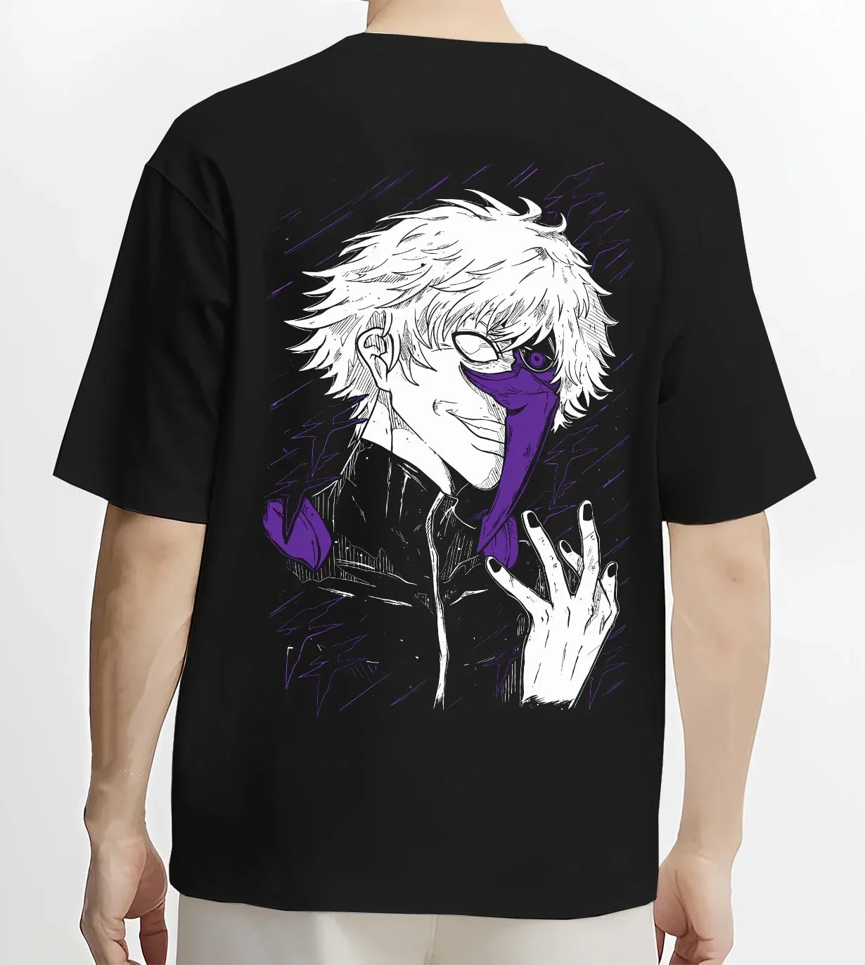 Gojo Satoru Hoodie Jujutsu Kaisen Half Mask Pose - Image 4