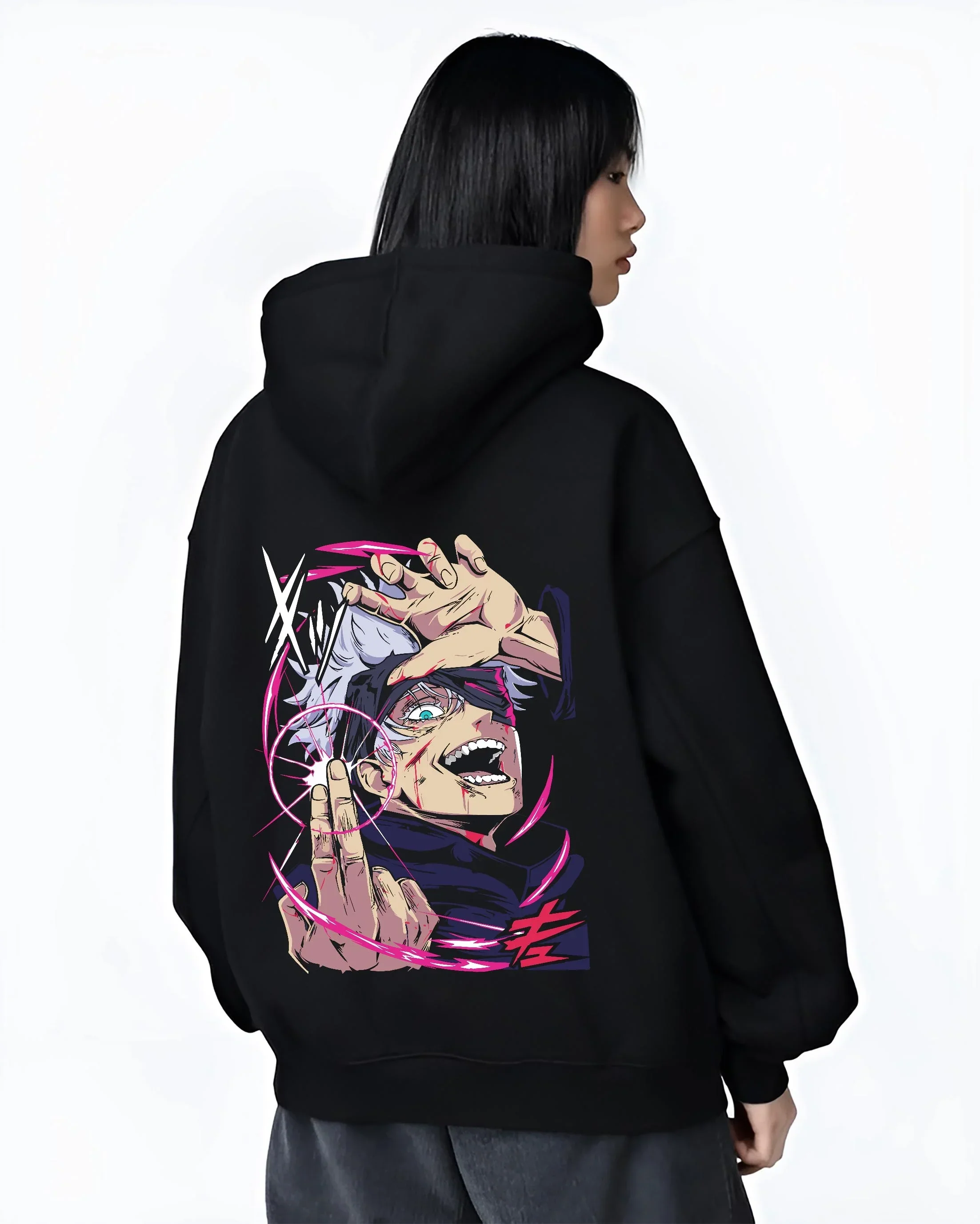 Satoru Gojo Jujutsu Kaisen Hoodie Six Eyes Technique - Image 3
