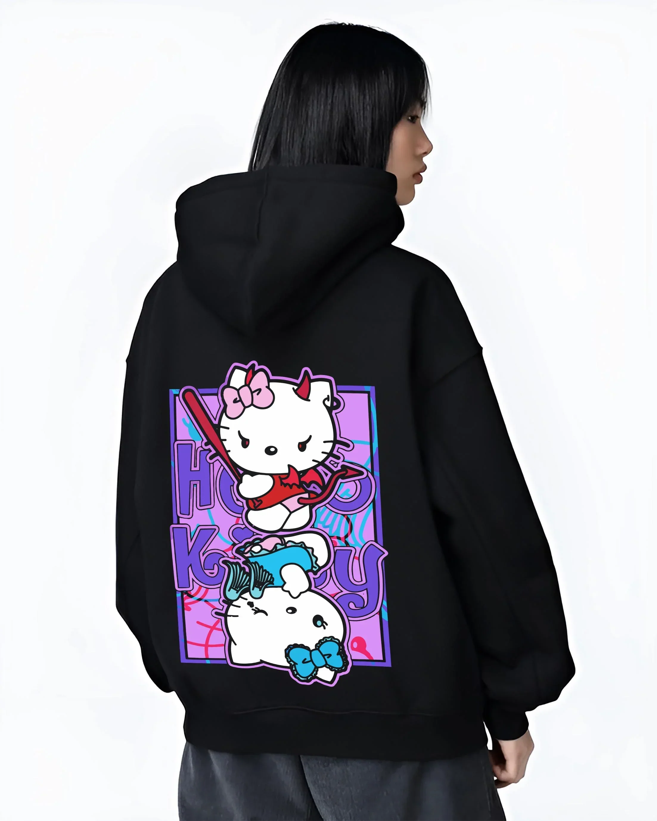 Hello Kitty Hoodie Anime Inspired Cute Crossover Purple - Image 3