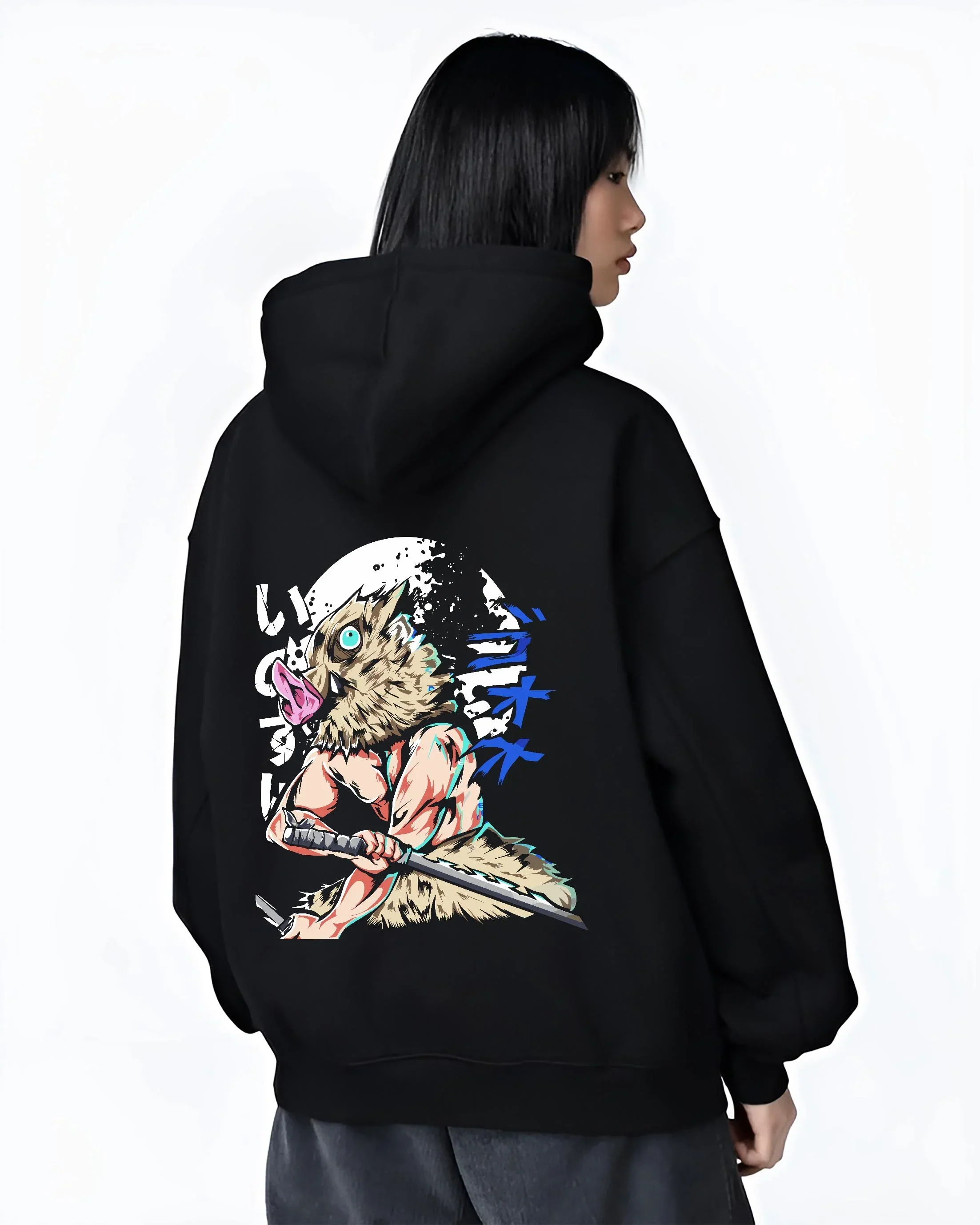 Inosuke Hashibira Demon Slayer Hoodie Twin Blades - Image 3