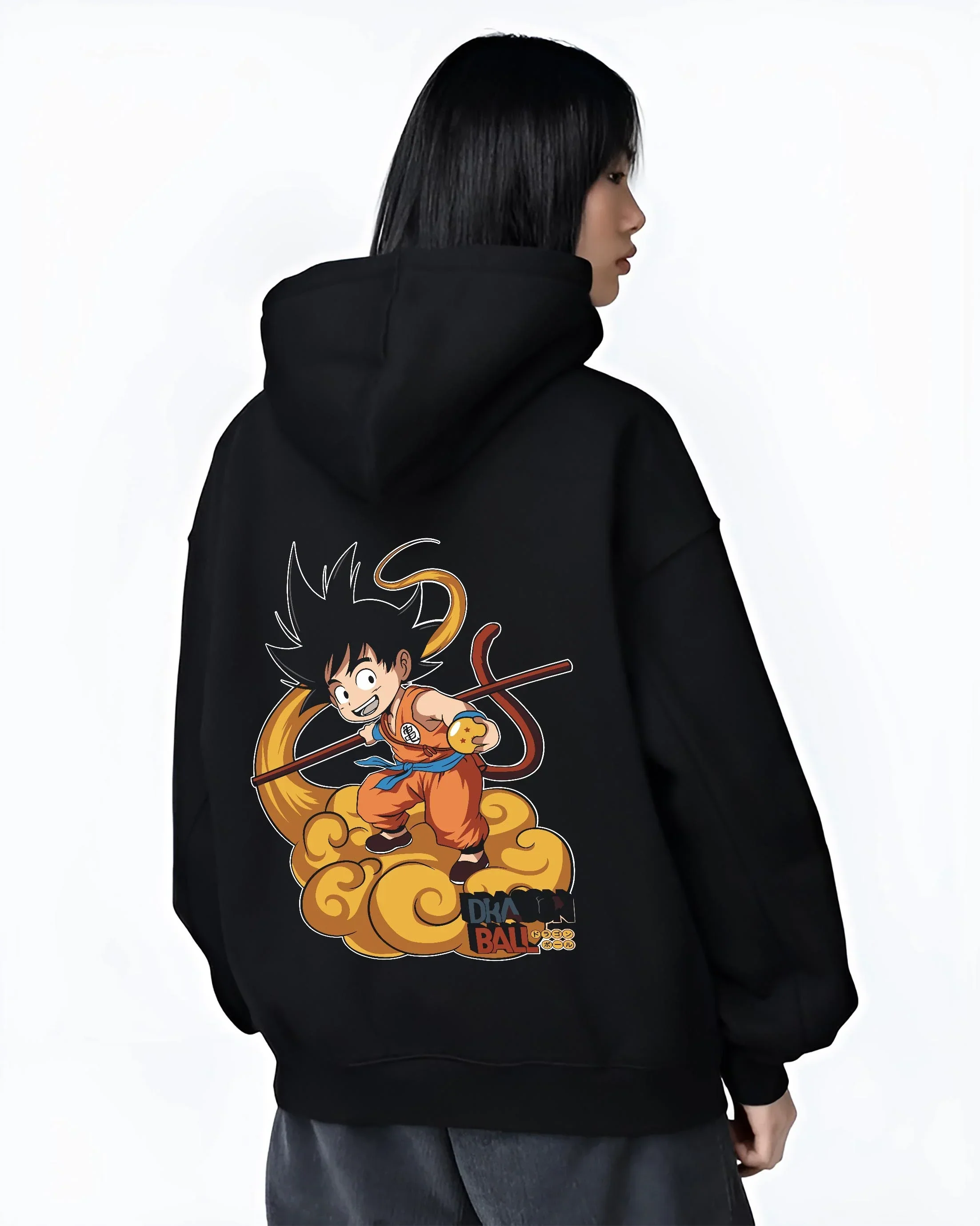 Kid Goku Dragon Ball Z Hoodie Nimbus Flying Cloud Pose - Image 3