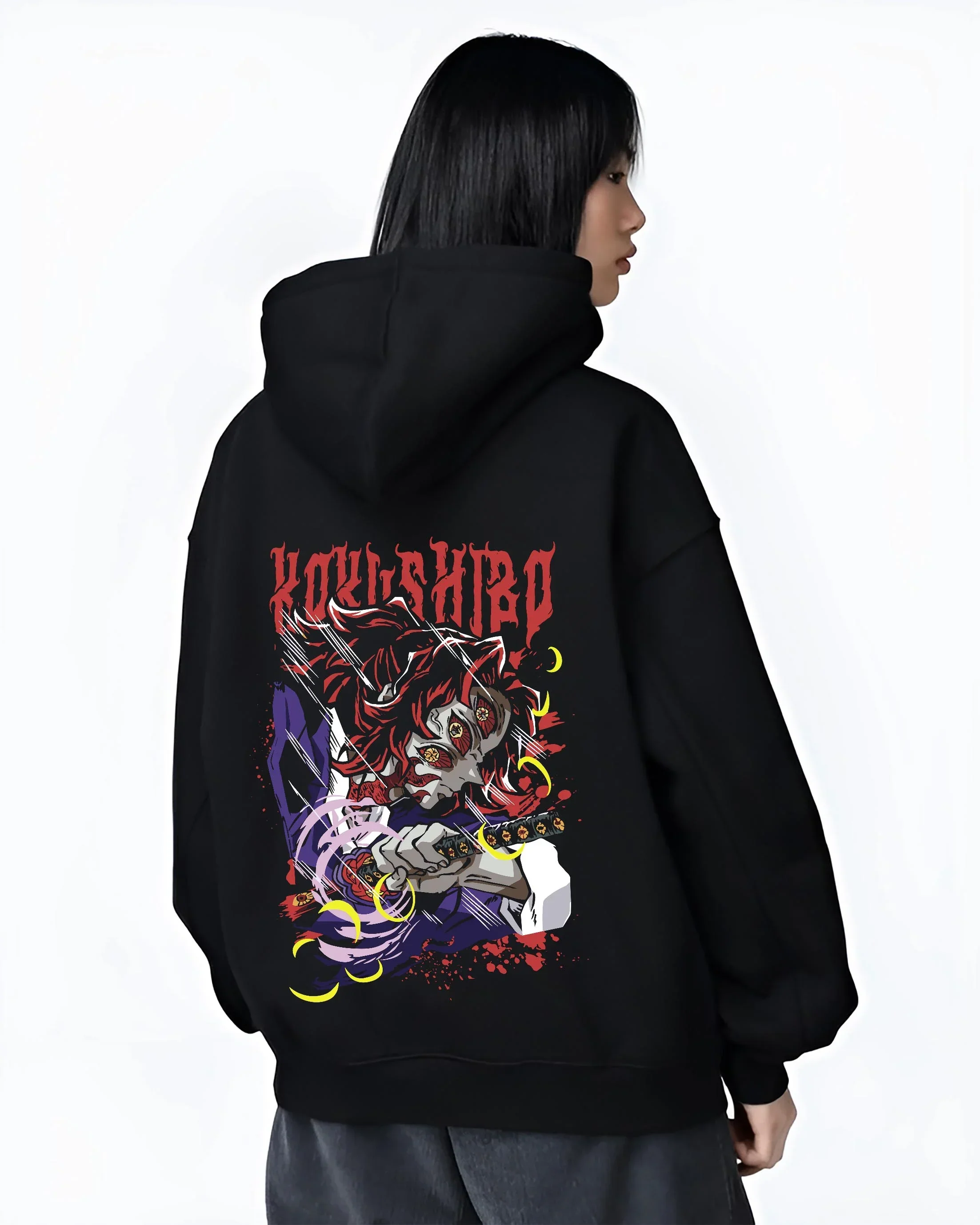 Kokushibo Kimetsu no Yaiba Hoodie Upper Moon - Image 3