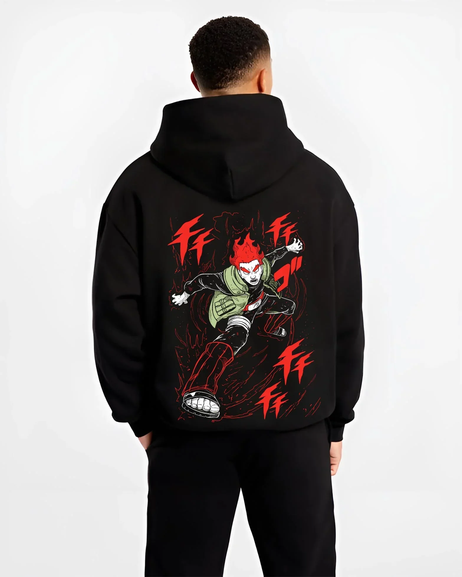 Might Guy Hoodie Naruto Dynamic Entry Flames - Image 2