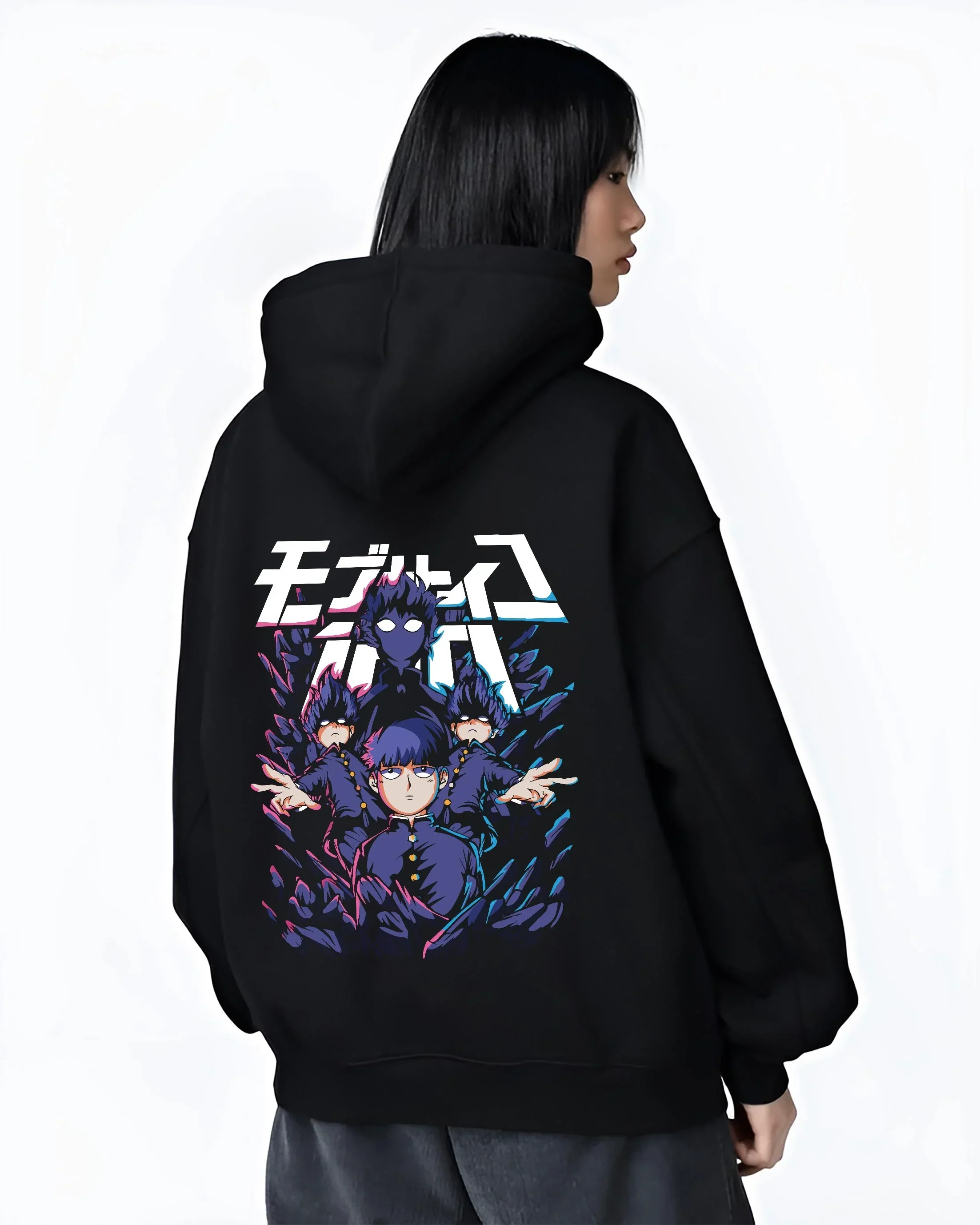 Mob Psycho 100 Hoodie Blue Spirit Energy Jumper - Image 3