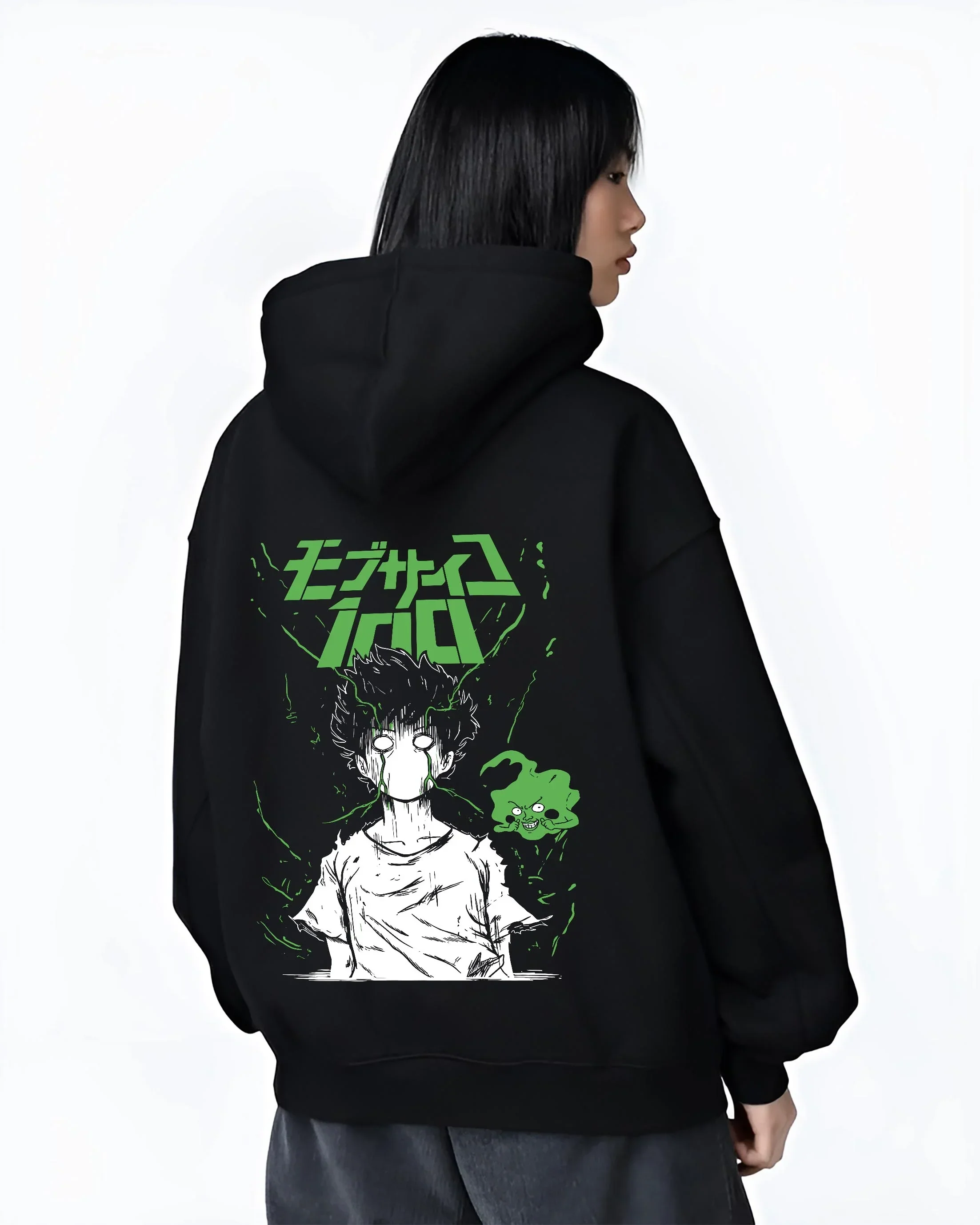 Mob Psycho 100 Hoodie Green Esper Spirit Jumper - Image 3