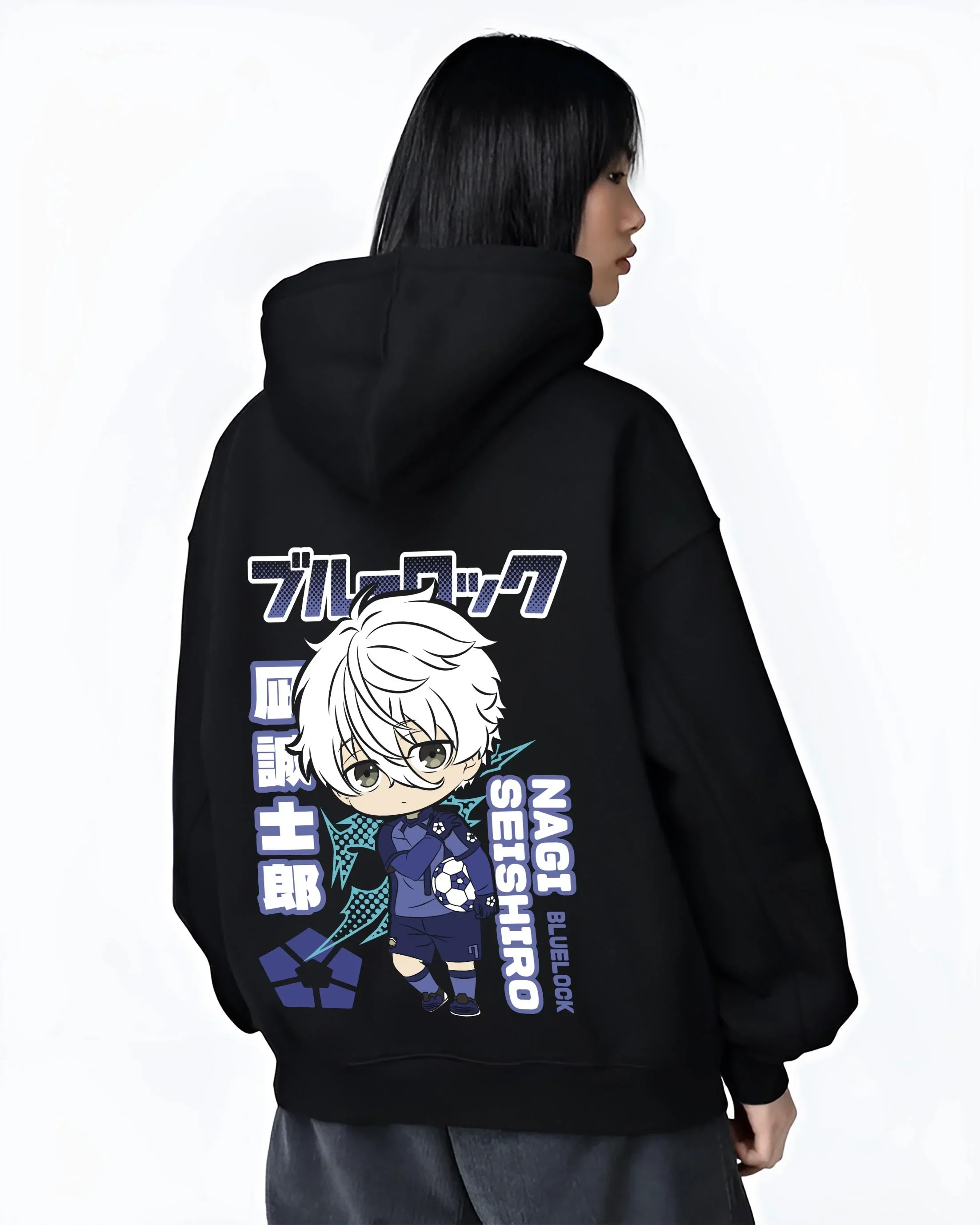 Nagi Seishiro Hoodie Blue Lock Striker Icon - Image 3