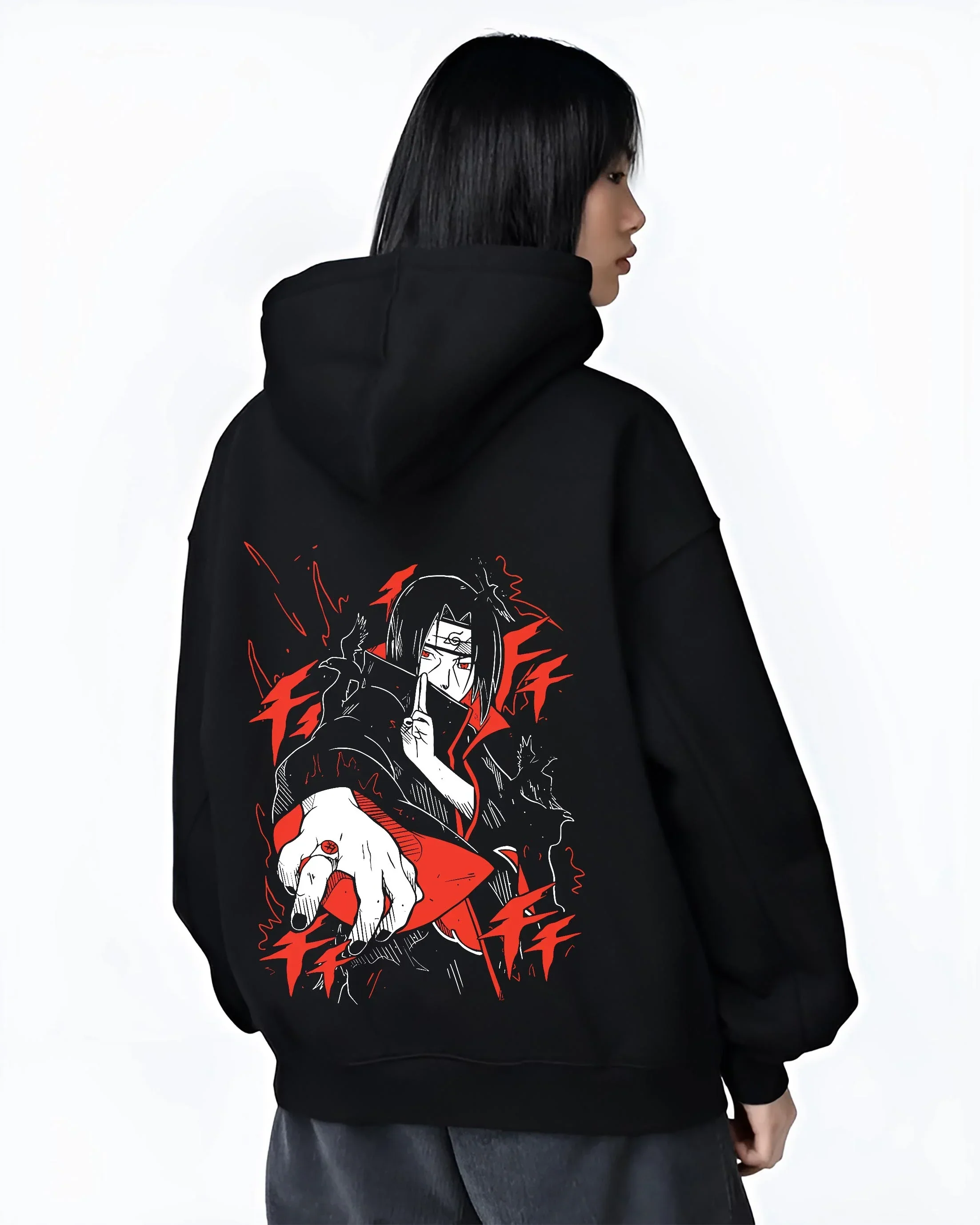 Naruto Hoodie Itachi Uchiha Finger Red Moon Jumper - Image 3
