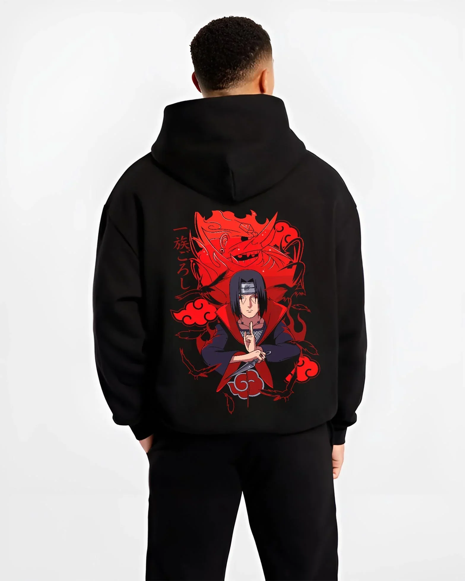 Naruto Hoodie Itachi Uchiha Anbu Red Flame Jumper - Image 2