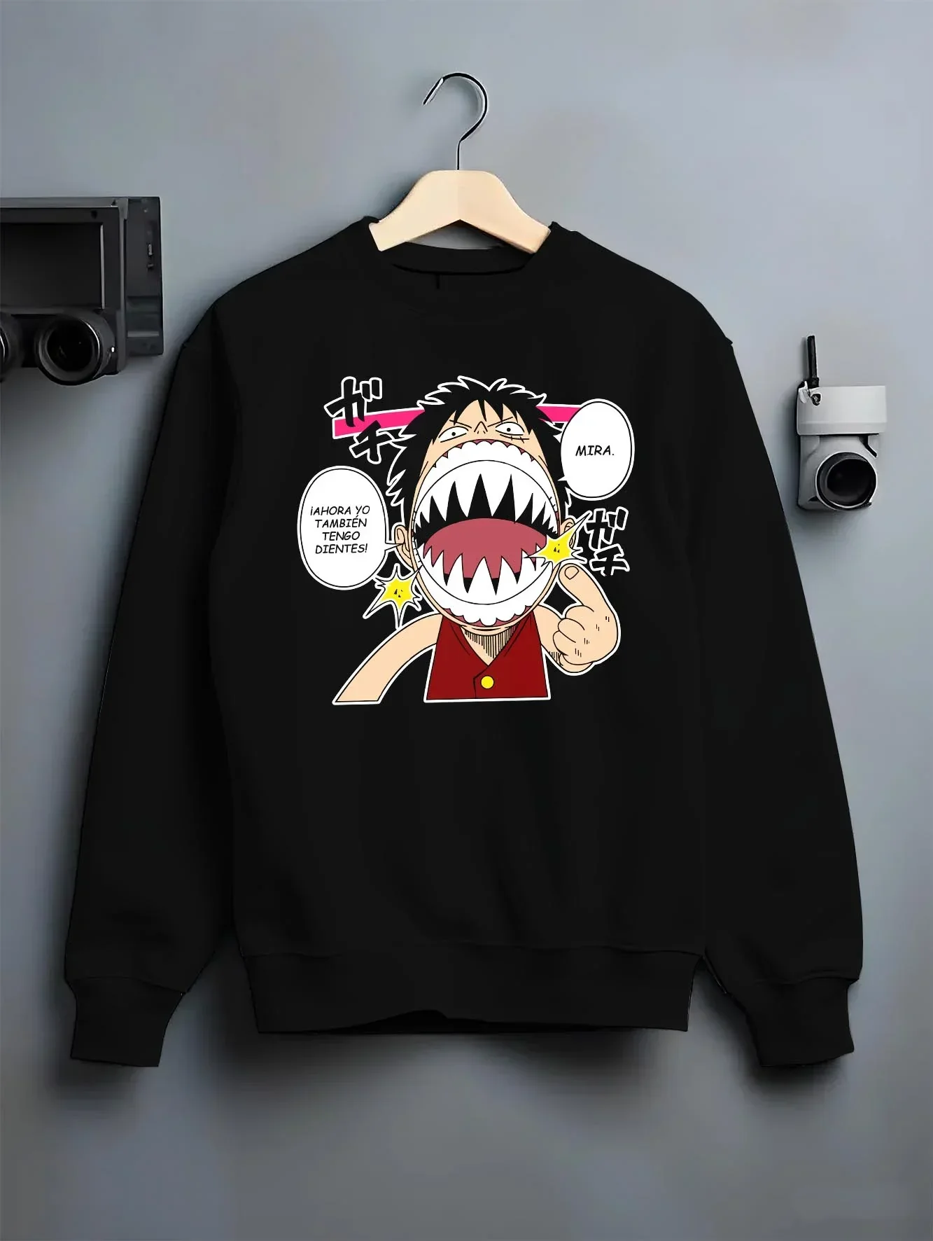 One Piece Hoodie Luffy Funny Shark Mouth Jumper - Image 6