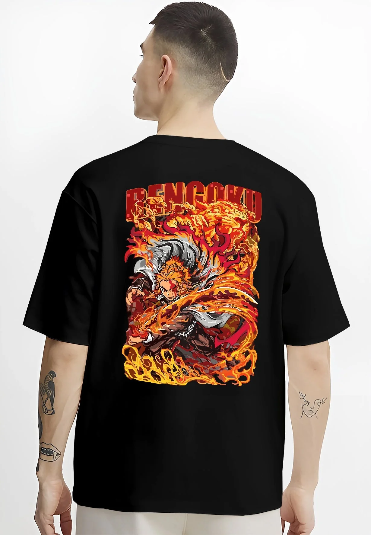 Rengoku vs Akaza Battle Demon Slayer Kimetsu no Yaiba Hoodie - Image 4