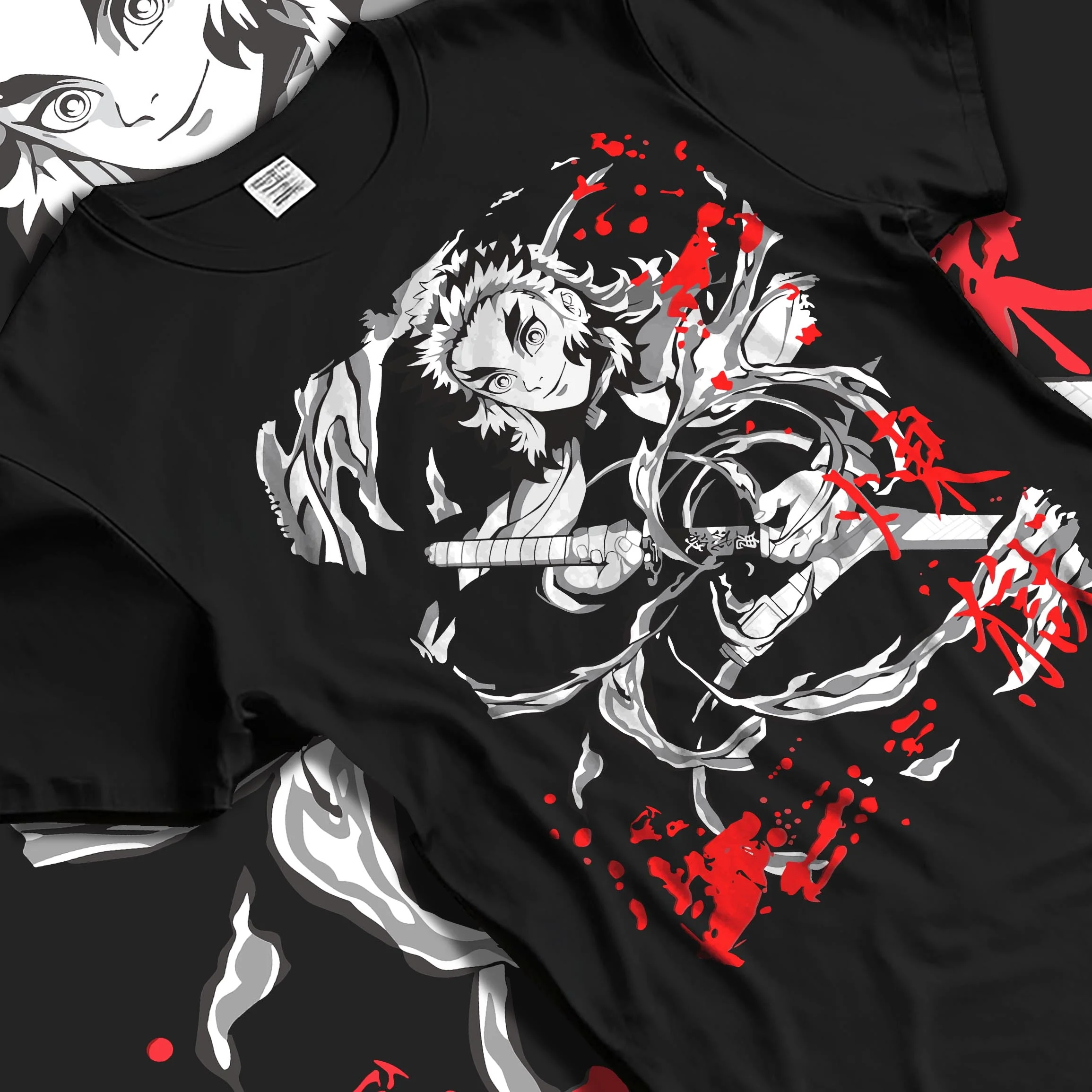 Kyojuro Rengoku Demon Slayer Black & White Hoodie - Image 5