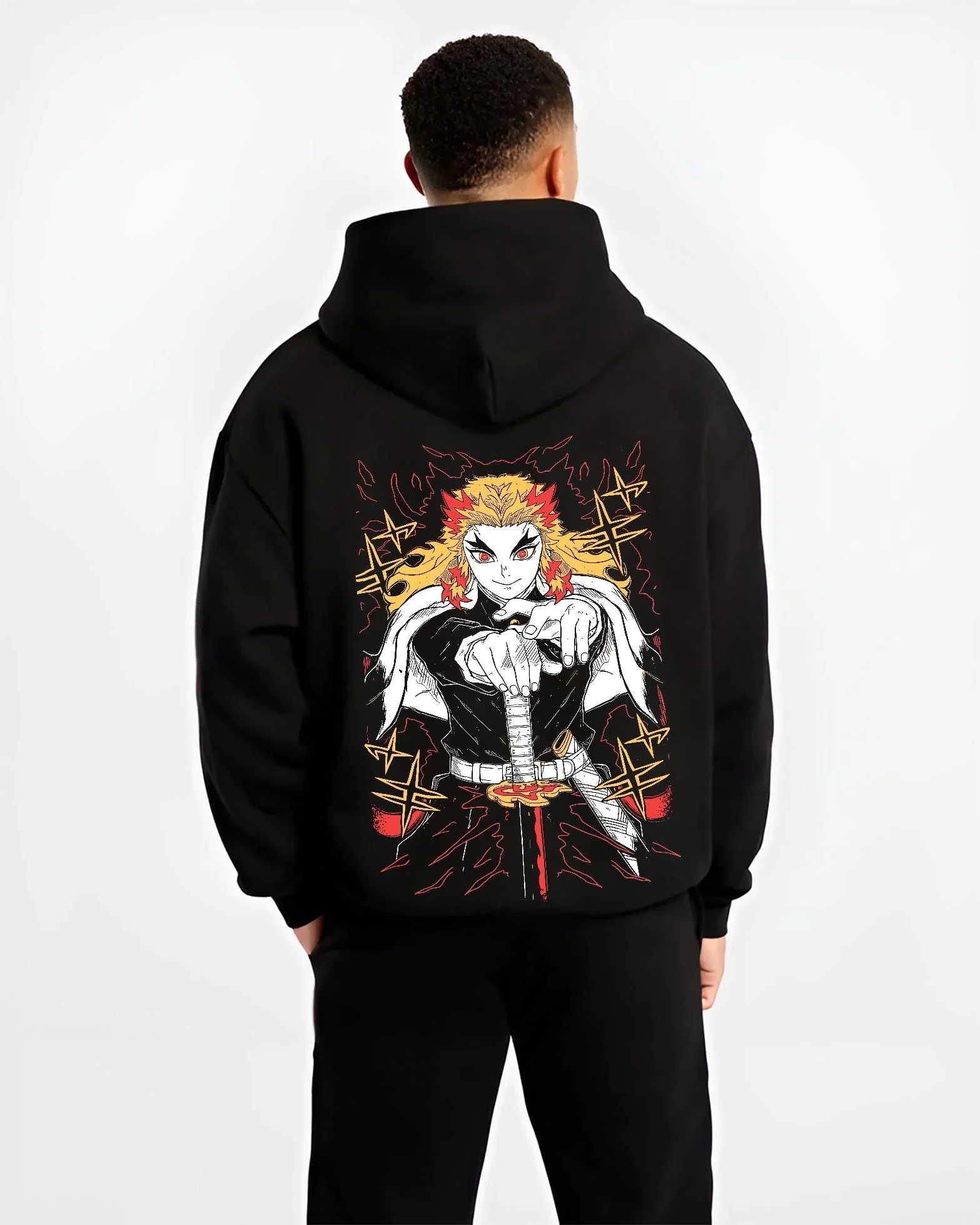 Rengoku Kimetsu no Yaiba Hoodie Flame Pillar - Image 2