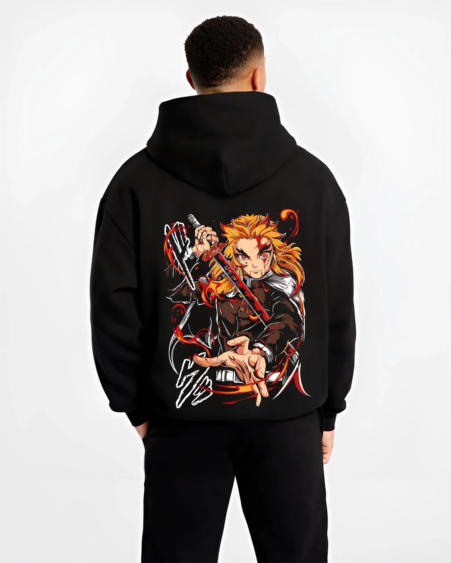 Rengoku Kimetsu no Yaiba Hoodie Flame Pillar - Image 2