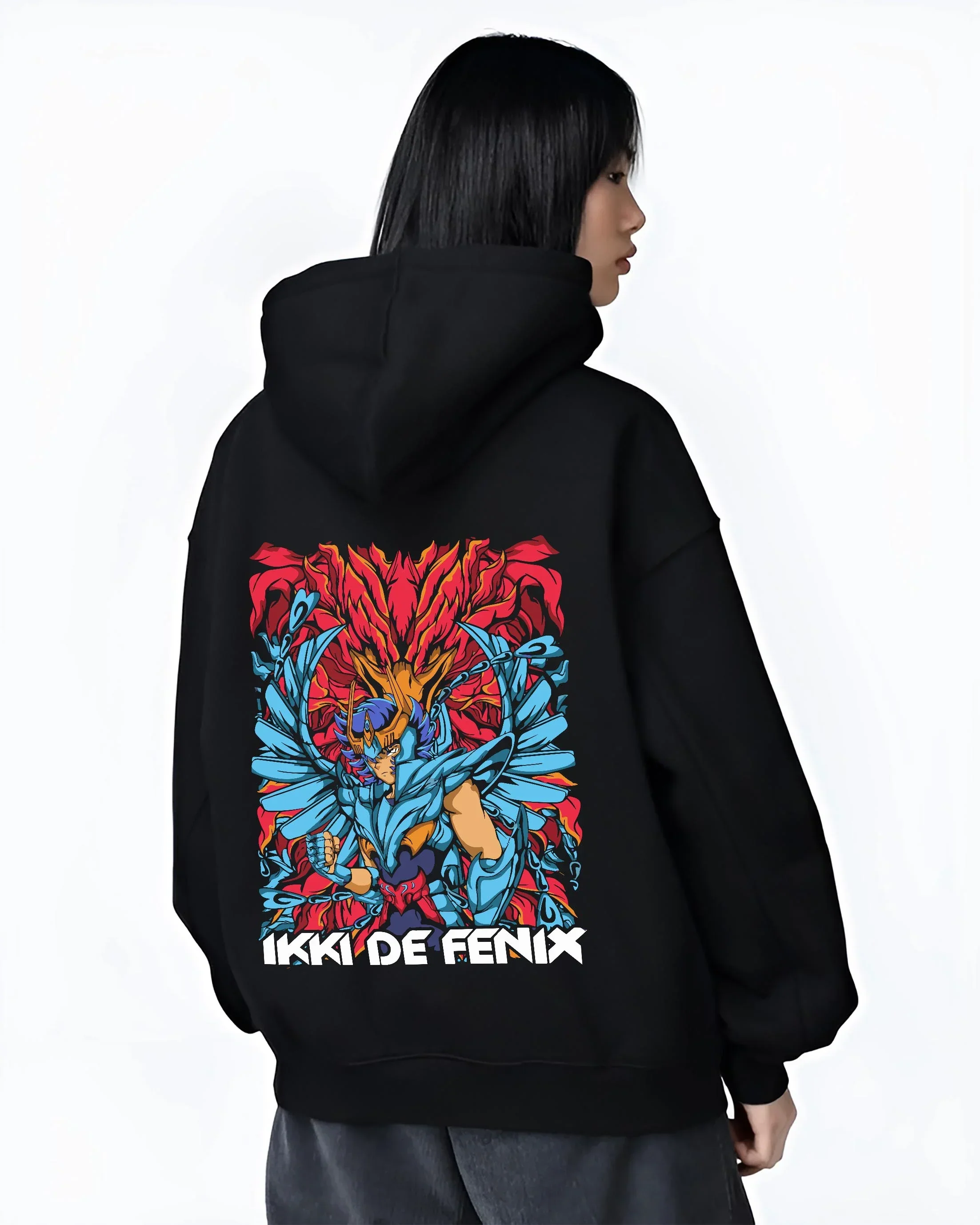 Saint Seiya Hoodie Ikki Phoenix Rising Flames Jumper - Image 3