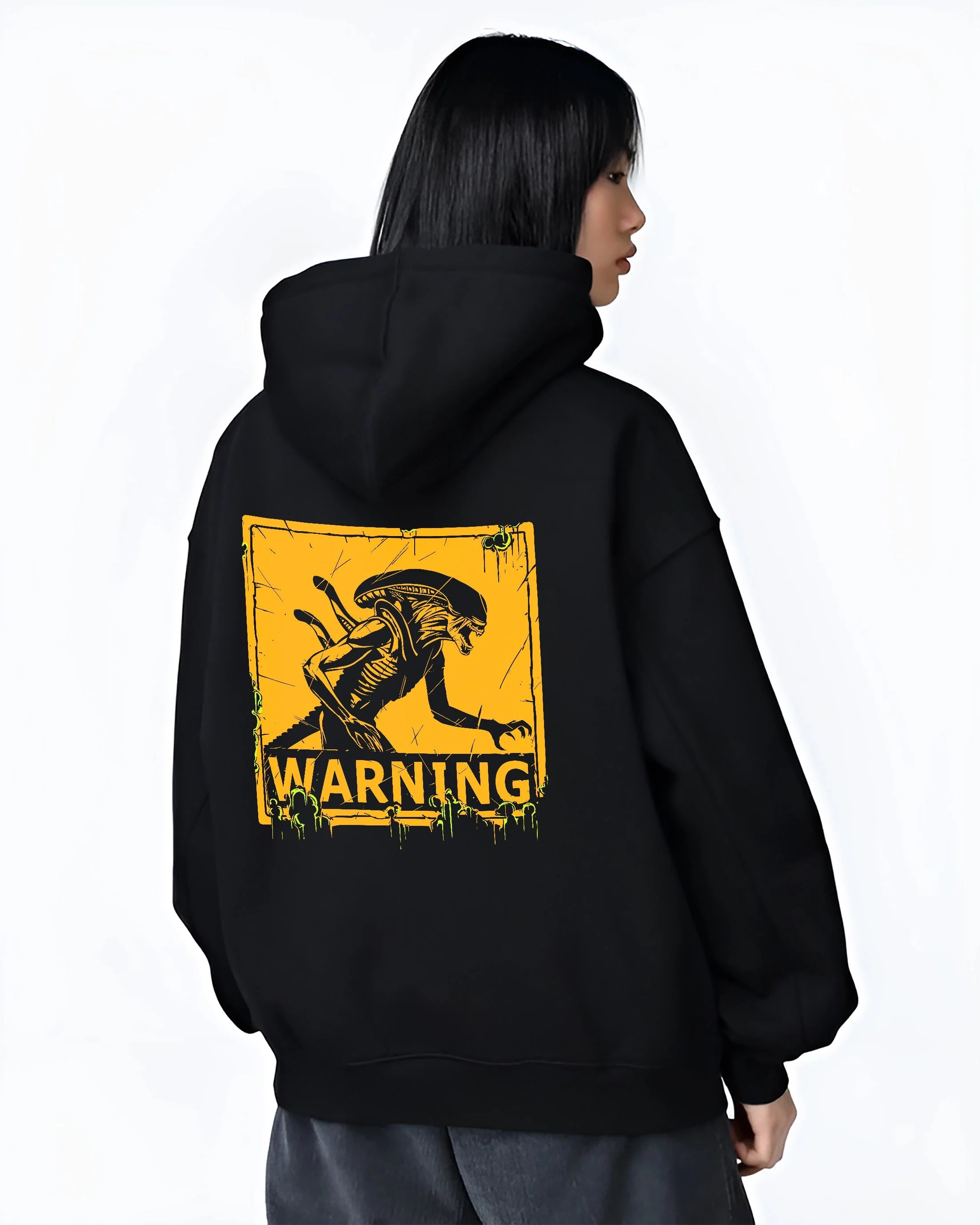 Xenomorph Warning Sign Alien Classic Horror Hoodie - Image 3