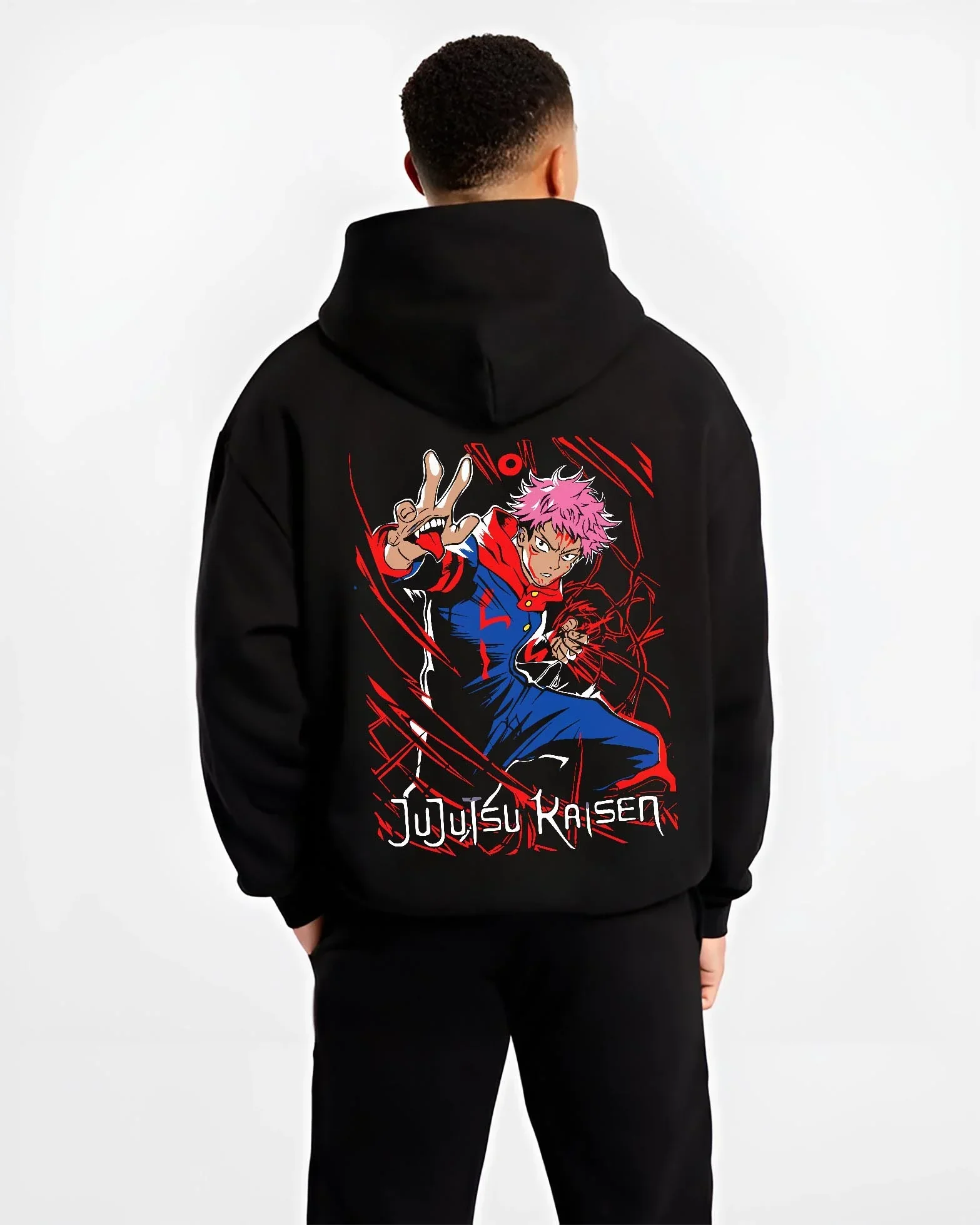 Yuji Jujutsu Kaisen Hoodie Black Flash Hero Punch - Image 2
